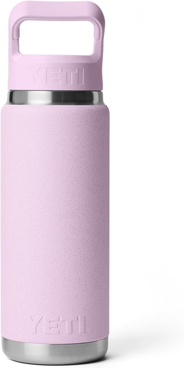 YETI Rambler 26 oz Bottle, Vacuum Insulated, Stainless Steel with Color Matching Straw Cap