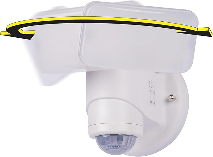Wired Motion Security Light with Dynamic Tracking Technology, 2000 Lumens LED, 240° Sensor, White, 50 ft Range