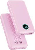 Portable Charger 40,800mAh Power Bank,25W PD QC 4.0 Fast Charging Portable Phone Charger with Built-in Cables,LCD Display USB C Travel Essentials Battery Pack for iPhone 17/16/15/14,Android Samsung