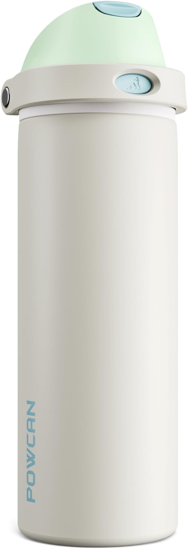 POWCAN 24 oz Steel Insulated Water Bottle: 2-in-1 Push-Button Spout & Flip Straw Lid, Leakproof, Cold 24 Hrs, Fits Car Cup Holder, Reusable Metal Sports Bottle for Travel, Gym, School (Icy Drift)