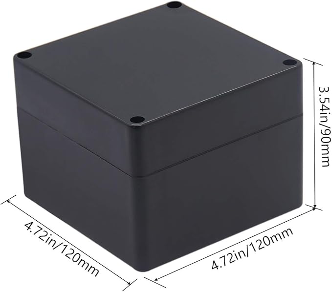 2 Pack Project Box IP65 Waterproof Junction Box ABS Plastic Black Electrical Boxes DIY Electronic Project Case Power Enclosure 4.72"x4.72"x3.54"(120x120x90mm)