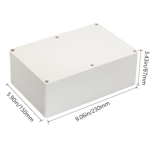 Project Box IP65 Waterproof Junction Box ABS Plastic Electrical Boxes DIY Electronic Project Case Power Enclosure White 9.06x5.90x3.43 inch (230 x 150 x87 mm)