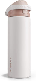 ENCOOL Leakproof Insulated Water Bottle with Straw Dual-Sip Water Bottle Bag-Safe Design for Work, Commute & Gym – Keeps Drinks Cold All Day, 24 oz, Coffee White