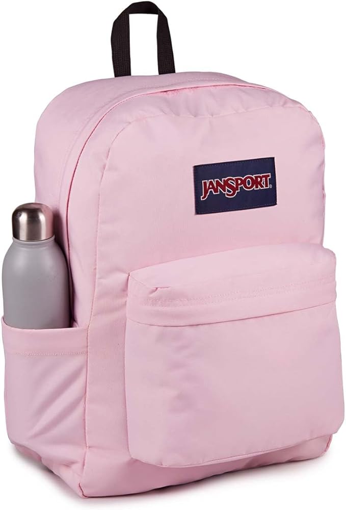JanSport SuperBreak Plus Backpack with Padded 15-inch Laptop Sleeve and Integrated Bottle Pocket - Spacious and Durable Daypack for Work and Travel - Pink Ice