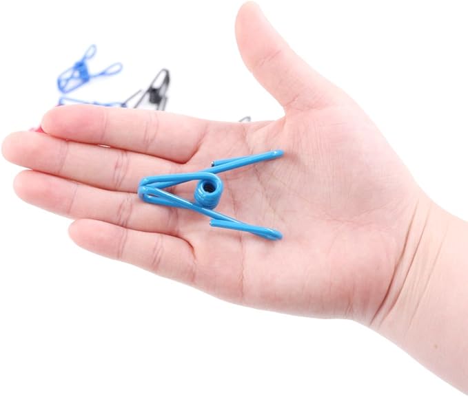 Swpeet 50 Pieces Multi-Purpose Metal Wire Clip Windproof Clothespin Metal Clips Holders for Office Clothes Baby Diaper Peg Clips Pins Hanging Hooks - Multi-Colors