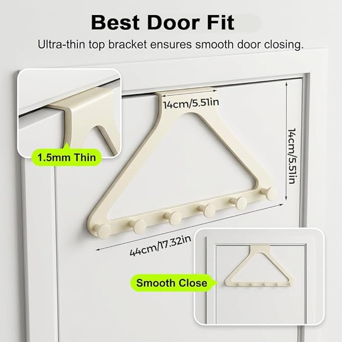 Over-The-Door Hanger Organizer, 2026 New Modern Over The Door Hanger Rack, Over Door Hook Heavy Duty Door Hanger Multi-Purpose Door Organizer for Home Office Bedroom Bathroom(Gray, 1pack)