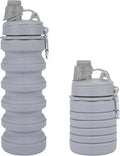 Collapsible Water Bottles for Kids, Students, Adults, Reusable BPA Free Silicone Foldable Sports Water Bottles for Travel Camping Hiking, Folding Travel Water Bottles, Gary