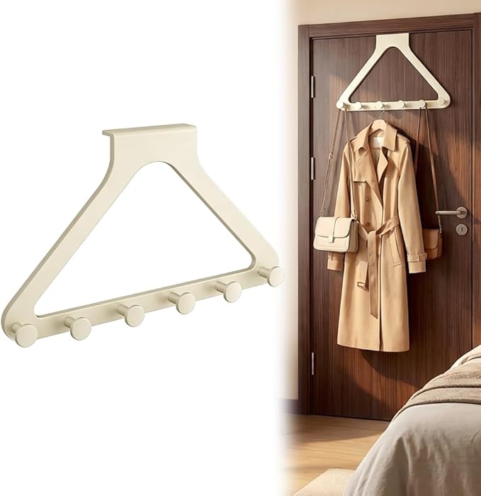 Over-The-Door Hanger Organizer, 2026 New Modern Over Door Hook, Heavy Duty Door Hanger for Home Office, Multi-Purpose Door Organizer for Family (White, 1pack)
