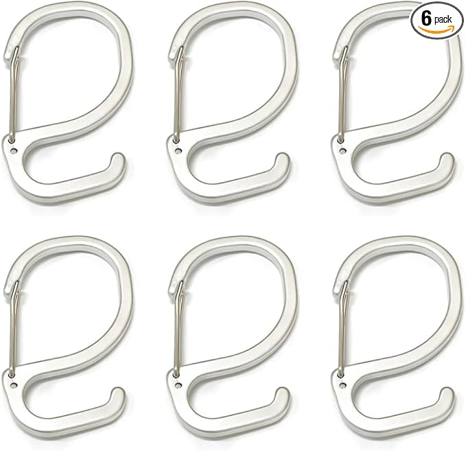 6 Pack S-Shaped Hooks with Clip Anti Drop S Hooks with Safety Buckle to Prevent Falls Multipurpose Aluminum S Hook for Hanging Plants, Closet, Kitchen Utensil, Bags