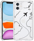 FANXI Minimalist Airplane Travel Map Phone Case Compatible with iPhone 11 (6.1 Inch) - Shockproof Clear Soft TPU Protective Cover with Airplane Design for Women Men and Girls