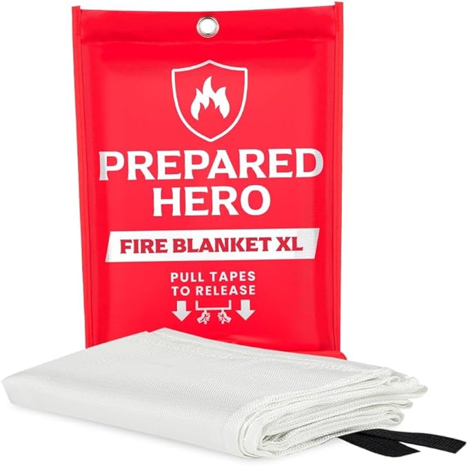 Prepared Hero Emergency Fire Blanket XL - 1 Pack - Fire Suppression for Kitchen, 47" x 71" Fiberglass Fire Blanket for Home