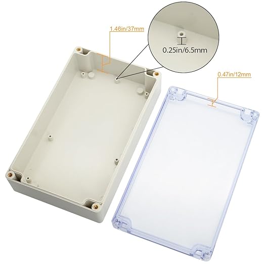 LeMotech ABS Plastic Junction Box Dustproof Waterproof IP65 Electrical Enclosure Box Universal Project Enclosure Grey with PC Transparent Clear Cover 8 x 4.7 x 2.2 inch（200 x120 x56 mm）