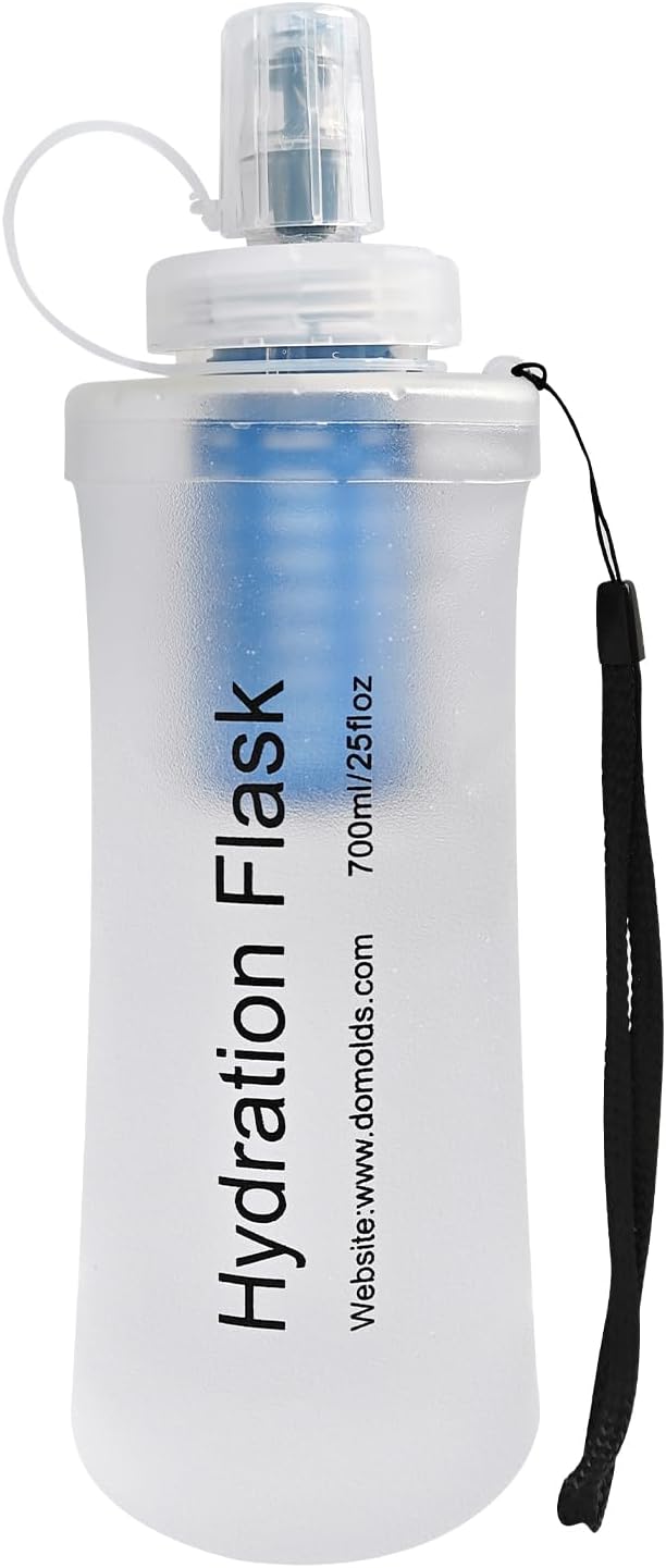 GUYI 700ml Collapsible Water Filter Bottle, Removes Impurities, BPA Free, Ultralight for Hiking, Camping, Cycling & Travel-White
