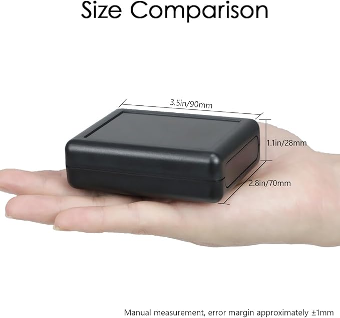 LeMotech Project Box 10 Pieces ABS Plastic Electrical Project Case Small Junction Box for Electronics Black 3.5 x 2.8 x 1.1 inch (90 x 70 x 28 mm)