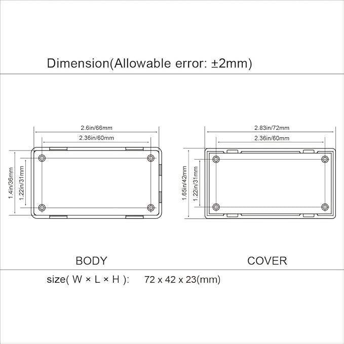 LeMotech Project Box 10 Pieces ABS Plastic Electrical Project Case Small Junction Box for Electronics Black 2.8 x 1.7 x 0.9 inch (72x 42x 23 mm)
