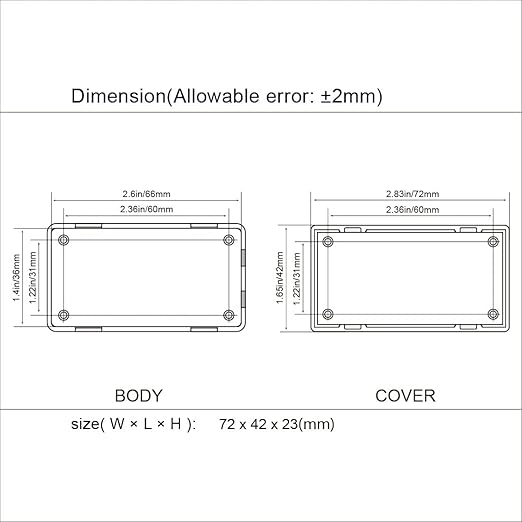 LeMotech Project Box 10 Pieces ABS Plastic Electrical Project Case Small Junction Box for Electronics White 2.83 x 1.65 x 0.91 inch (72x 42x 23 mm)