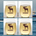 Wine-Oh! Set of 4 Shatterproof Designer 16 oz Plastic Wine Glasses MADE in the USA (MAINE MOOSE)