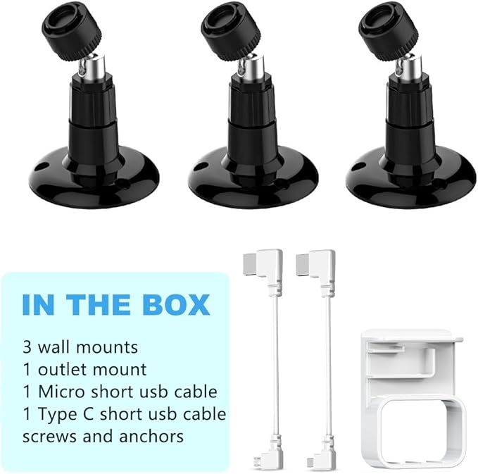 All-New Blink Outdoor Camera Mount, 360° Adjustable Mounting Bracket with Sync Module Outlet Holder for Blink Outdoor 4/ 3rd Gen/ Outdoor 2K+ Camera System (Black, 3Pack)