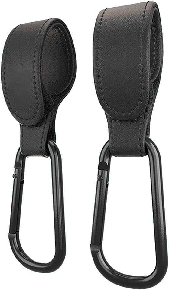 Portable Stroller Hooks Adjustable PU Leather Multi-Purpose Clip Your Purse Shopping Diaper Bags on Pram