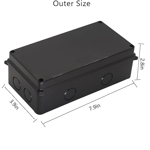 Project Box IP65 Waterproof Dustproof Junction Boxes ABS Plastic DIY Electronic Case, Indoor & Outdoor Electrical Box Power Cord Enclosure Black 200x100x70mm