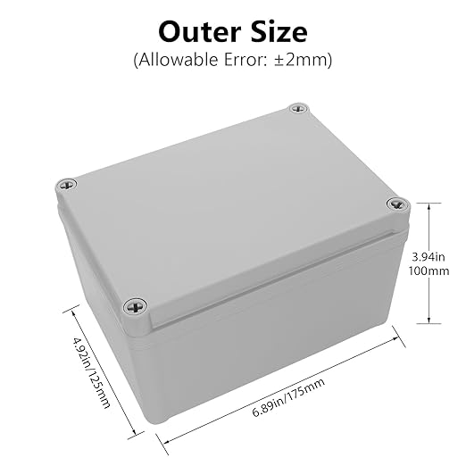 LeMotech Junction Box IP67 Waterproof Dustproof ABS Plastic Project Box for Electrical Outdoor Enclosure Gray 6.9 x 4.9 x 3.9 inch (175 x 125 x 100 mm),2 Pack