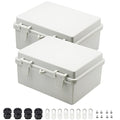Zulkit 2pcs Junction Box ABS Plastic Dustproof Waterproof IP65 Electrical Boxes Hinged Shell Outdoor Universal Project Enclosure 8.7 x 6.7 x 4.3 inch (220x170x110 mm)
