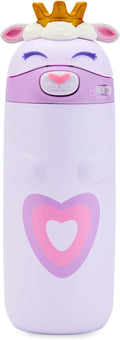 Ello Ellies 12oz Vacuum Insulated Stainless Steel Kids Water Bottle with Straw and Built-in Carrying Handle and Leak-Proof Locking Lid for School Backpack, Lunchbox and Outdoor Sports, Lamb Princess