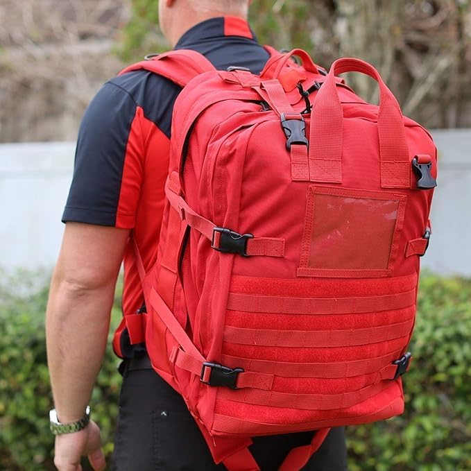 Luminary Stomp Medical Backpack Fully Stocked First Aid Trauma Kit Special Operations Pack Medical Bug Out Bag for EMS/EMT First Responders Preppers (Red)