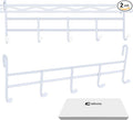 CroBlissful 2 Pcs 5 Hook Attachment for Wire Shelving 1.5 x 12 x 4 Inch Hanging Hooks Rack Wire Chrome Plated Steel Shelf Accessories Metal Hook Bars for Storage Display Organizer (White)