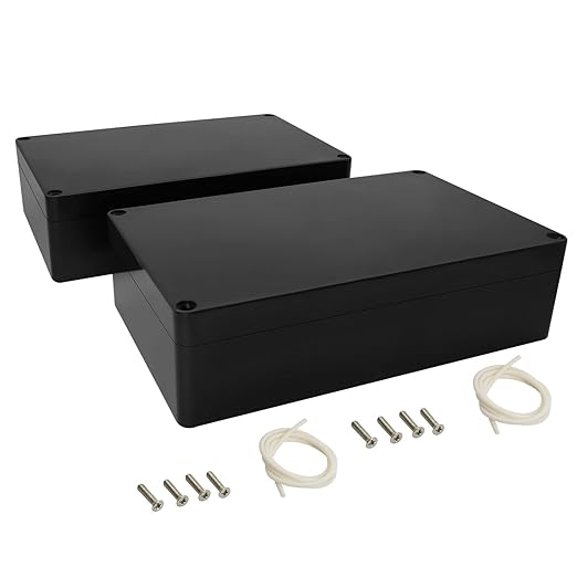 LeMotech Project Box ABS Plastic Junction Box IP65 Waterproof Hobby Box Electrical Boxes Universal Enclosure for Electronic Black 7.8 x 4.7 x 2.2 inch(200x120x56mm)（Pack of 2