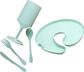 Knork Eco Party Bundle, Appetizer Plate, Party Cup, Party Utensils, 5 Piece Set, Mint