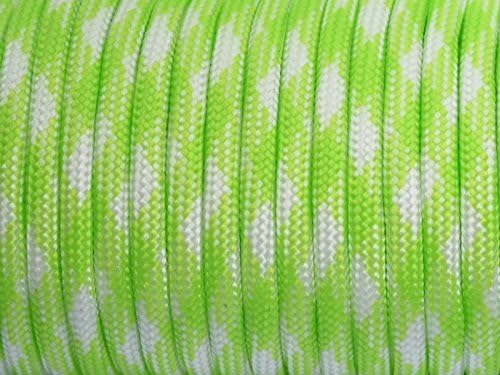 7 Strand Core 550lb Paracord Parachute Cord Lanyard Mil Spec Type III-100ft (Neon Green+White(91#))