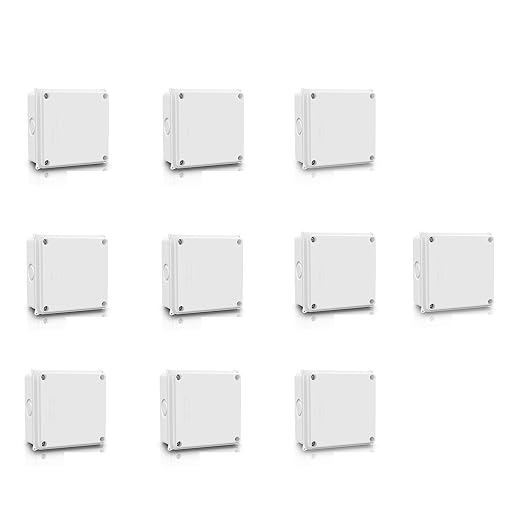 NineLeaf White Junction Box, IP65 Waterproof ABS Plastic Electrical Enclosure, Outdoor Dustproof Weather Resistant Project Box, 3.9 x 3.9 x 2.8 Inch (100x100x70mm), 10PK