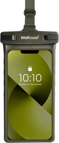 wellhouse Waterproof Phone Pouch, Waterproof Phone Case for iPhone 17 16 15 14 13 Pro Max XS Samsung, IPX8 3D Cellphone Dry Bag Beach Essentials (1 Pack - Olive7.0, 7 inch)