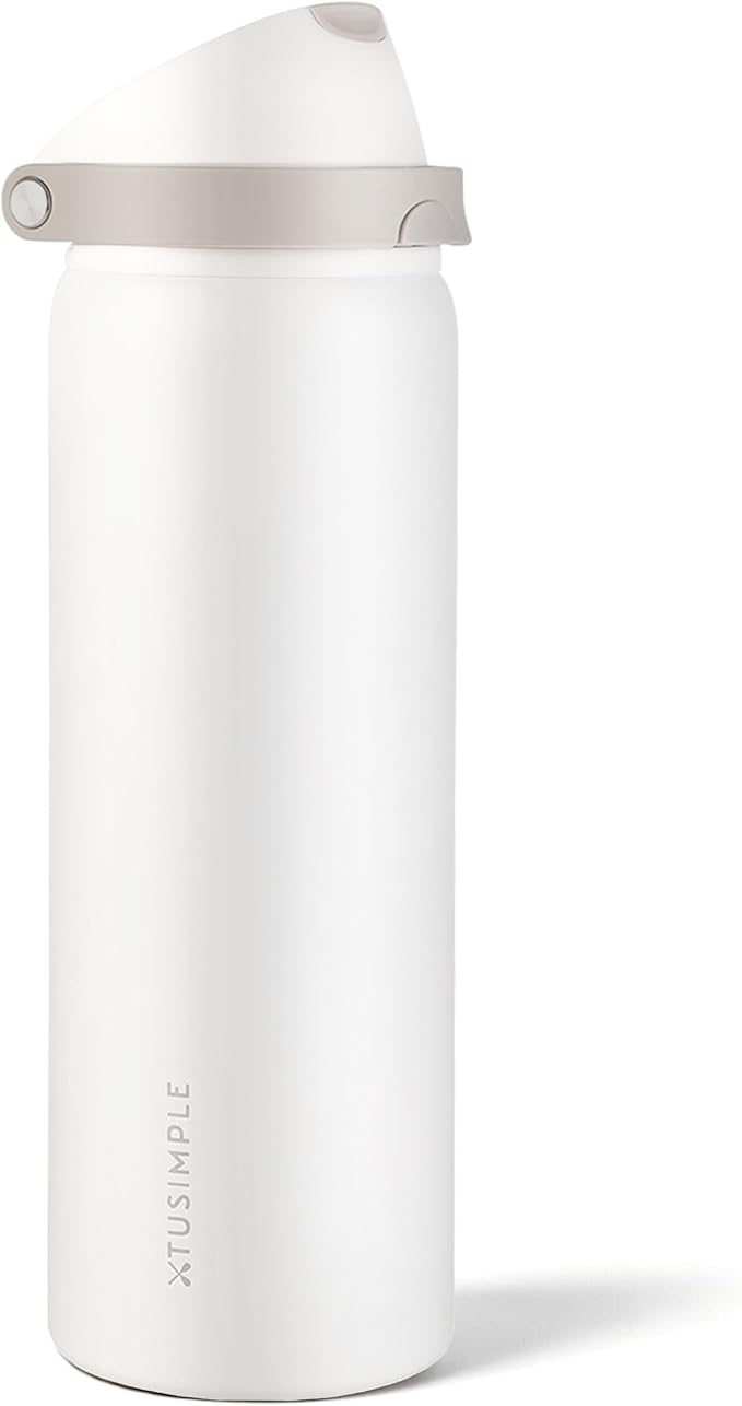 32 oz Stainless Steel Water Bottle with Straw, 2-in-1 Sip and Chug Lid, Triple Walled Vacuum Insulated Metal, Leakproof, BPA Free for Travel, School, Hiking, Gym, White
