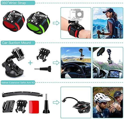 SmilePowo 51-in-1 Action Camera Accessories Kit for GoPro Hero 11 10 9 8 Max 7 6 5 4 3 3+ 2 1 Black GoPro 2018 Session Fusion Silver White Insta360 DJI AKASO APEMAN YI Campark XIAOMI Action Camera