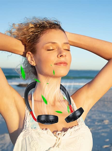JUANANIUG Portable Neck Fan Rechargeable Personal Hand-Free Fan Mini USB Wearable Neckband Sport Fan,3 Speed Adjustable,360 Degrees Free Rotation Perfect for Working,Traveling,Office,Reading…