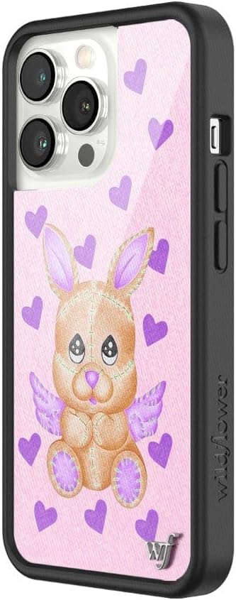 Wildflower Cases - Compatible with iPhone 13 Pro | Protective Black Bumper, 6.5ft Drop Test Certified, Women Owned Small Business | Purple, Hearts, Brown, Plush, Trendy | Love Stitched