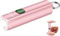 Blukar Rechargeable EDC Flashlight, Mini Keychain Flash Light with 3 Lighting Modes, Memory Function, Waterproof, Compact and Portable Pocket Light for Everyday Carry, Emergency,Camping-Pink