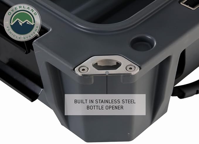 Overland Vehicle Systems 40100011 Dark Gray 95 QT Dry Box Storage with Drain and Bottle Opener | Waterproof Seal | Heavy-Duty Latches and Nylon Handles | Keeps Gear Safe, Dry and Organized