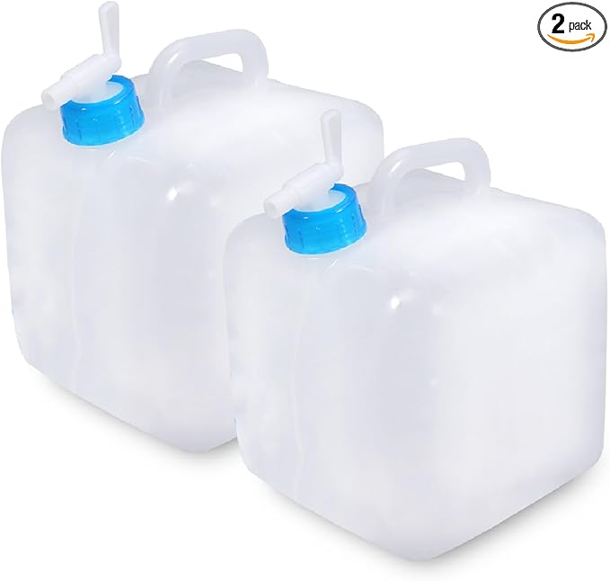 BEWBBAT 2 Pack Collapsible Water Container with Spigot 2.6 Gallon, Foldable Camping Water Storage Jug Portable Water Tank Canteen for Outdoor Hiking, Fishing, Emergency
