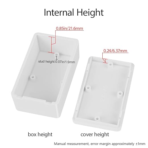 LeMotech Project Box 10 Pieces ABS Plastic Electrical Project Case Small Junction Box for Electronics White 2.40 x 1.41 x 0.98 inch (61 x 36 x 25 mm)