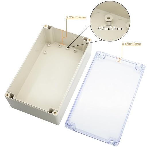 LeMotech ABS Plastic Junction Box Dustproof Waterproof IP65 Electrical Enclosure Box Universal Project Enclosure Grey with PC Transparent Clear Cover 7.9 x4.7 x2.9 inch(200 x120 x75 mm)