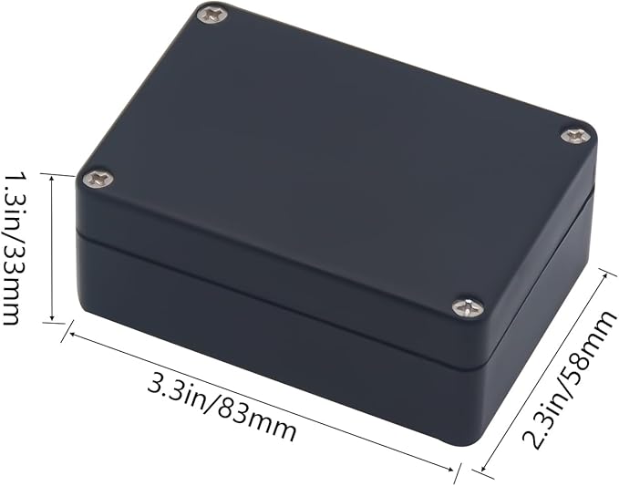 Project Box ABS Black Electrical Boxes IP65 Outdoor Waterproof Box Electronic Junction Box Power Enclosure with Cable Glands for DIY Project 3.3x2.3x1.3inch(83 x 58 x 33 mm)