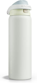 ENCOOL Leakproof Insulated Water Bottle with Straw Dual-Sip Water Bottle Bag-Safe Design for Work, Commute & Gym – Keeps Drinks Cold All Day, 32 oz, Cloud-Hill White