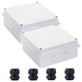 Junction Box,2 PCS Reserved Holes Electrical Boxes Waterproof IP65 ABS Plastic Electrical Power Cord Enclosure Project Box White 5.9 x 5.9 x 2.8 inch(150x150x70mm)
