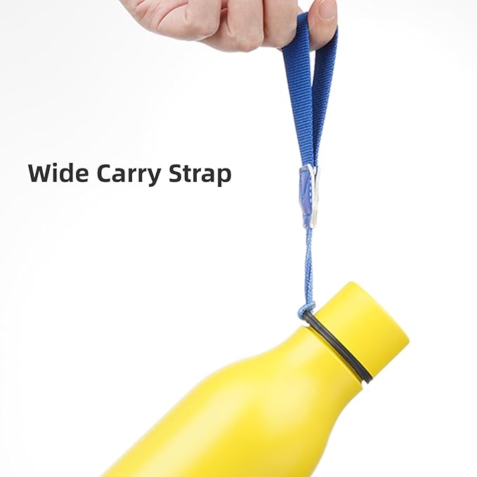 Konokyo Insulated Water Bottle with Strap,18 oz Double Wall Stainless Steel Vacuum Bottles Metal Water Flask,Yellow