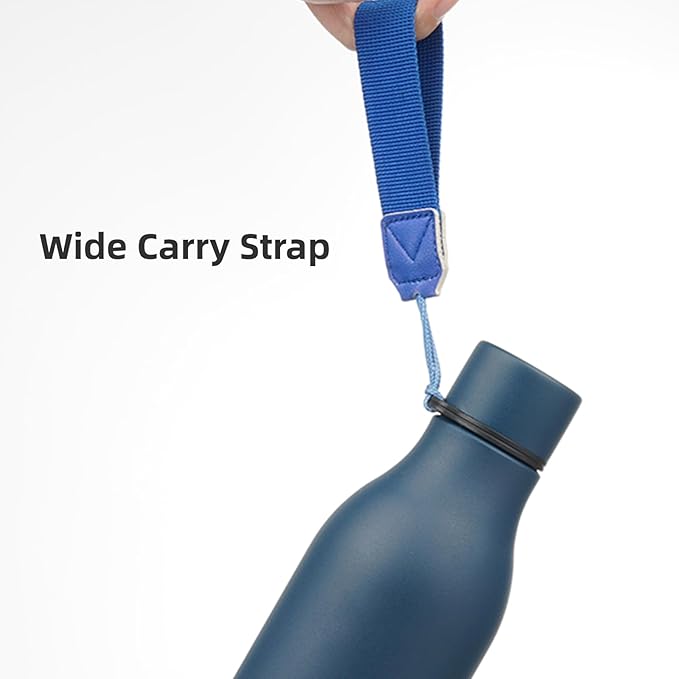 Konokyo Insulated Water Bottle with Strap,18 oz Double Wall Stainless Steel Vacuum Bottles Metal Water Flask,Navy Blue