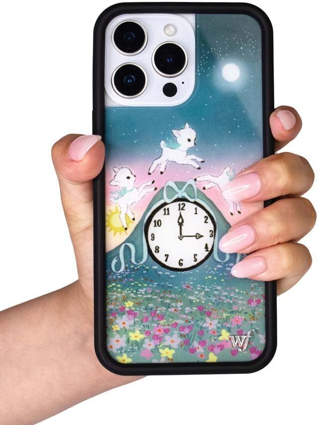 Wildflower Cases - Compatible with iPhone 13 Pro | Protective Black Bumper, 6.5ft Drop Test Certified, Women Owned Small Business | Floral Clock Ribbon Aesthetic Trendy Cute | Collab - Laufey