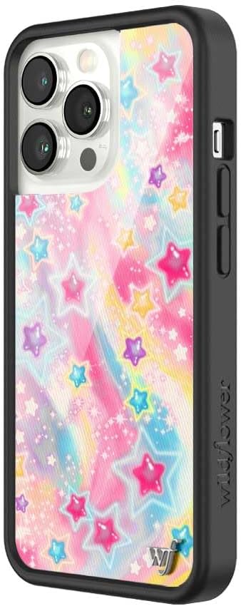 Wildflower Cases - Compatible with iPhone 13 Pro | Protective Black Bumper, 6.5ft Drop Test Certified, Women Owned Small Business | Stars Pink Purple Orange Cute Trendy | Collab - Miranda Rae
